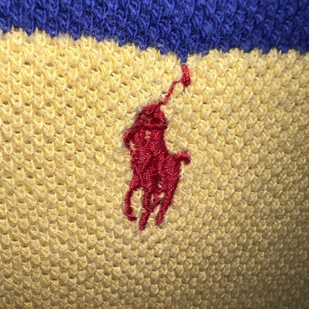 Vintage Polo Ralph Lauren Mens XL Multicolor Striped Rugby Long Sleeve Sweater‎
